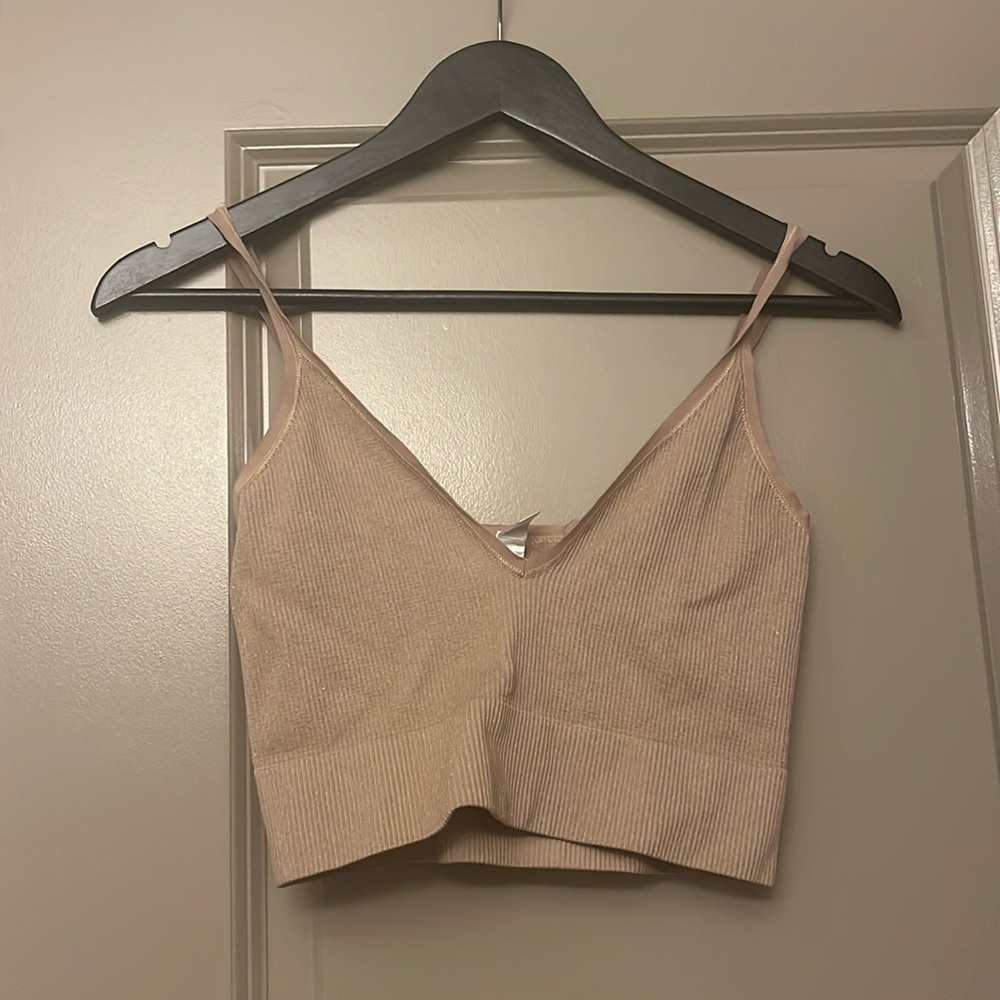Urban outfitters cream beige fitted crop top
